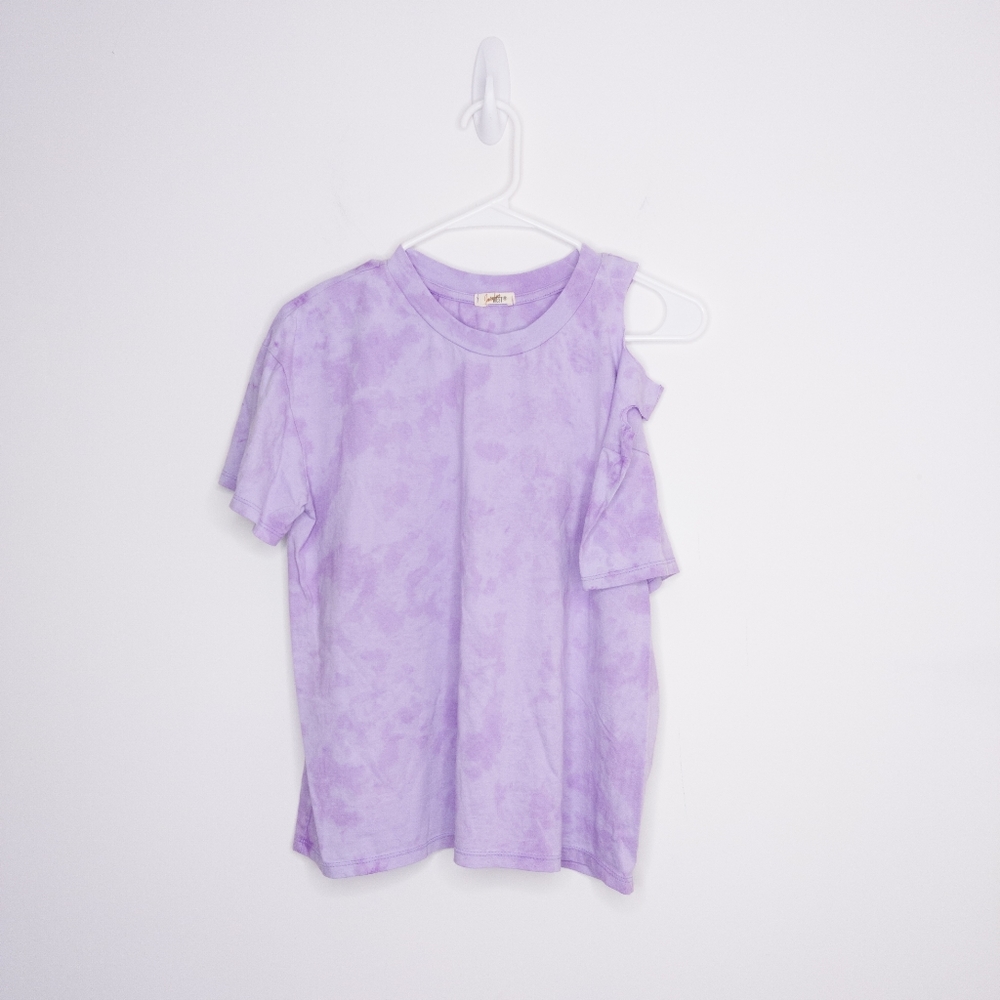 Somewhere West Cutout T-shirt Medium Purple Women's Tie-dye Top - Picture 3 of 5